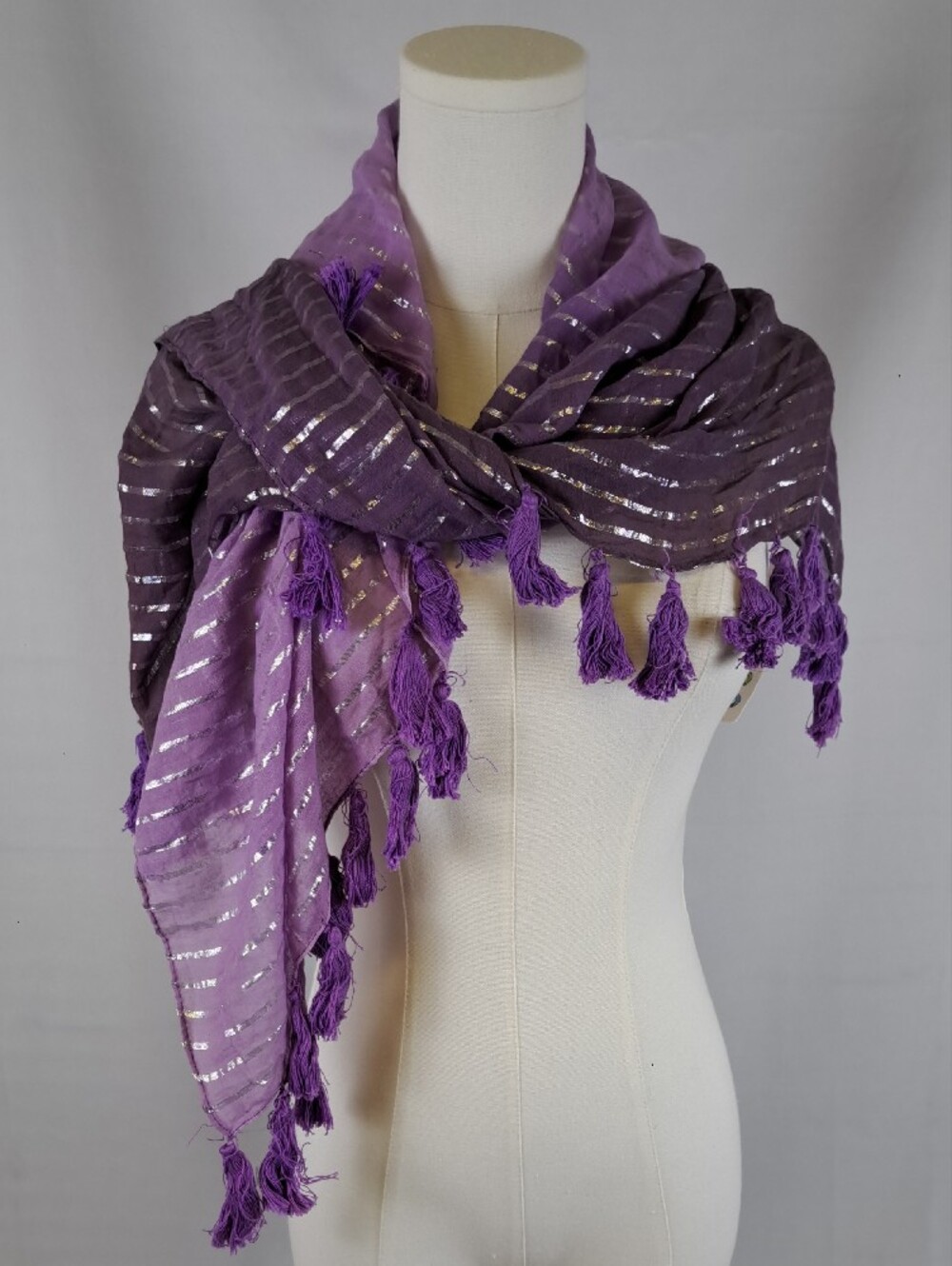 Marks & Spencer Indigo Collection Purple Ombre Metallic Fringe Scarf OS NWT